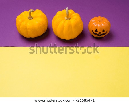 halloween concept cute object  concept with color background.topview flat lay style.