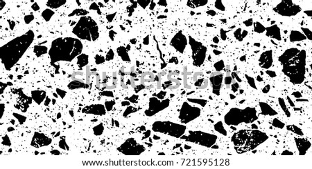 Black-white grunge vector background. Texture monochrome widescreen from stains and cracks. Abstract elements for design and printing