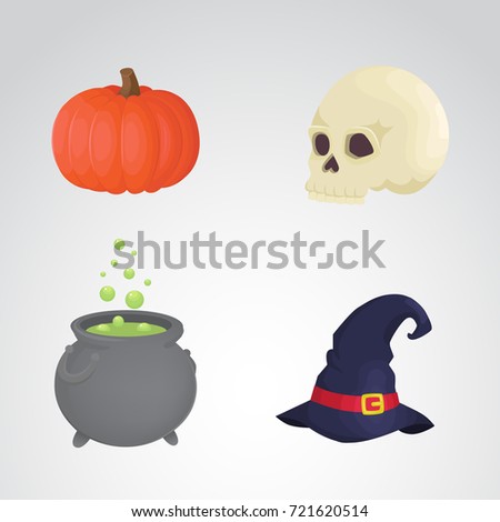 Halloween 3d, detailed icon set isolated on neutral background. Vector art.