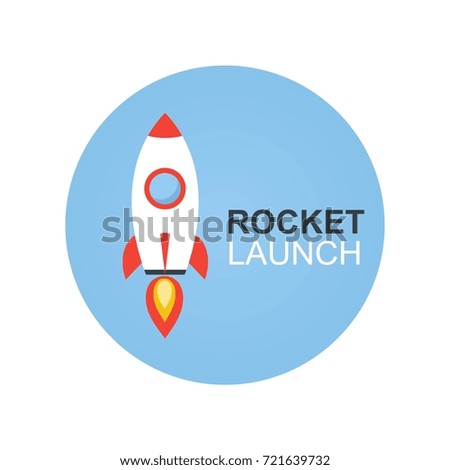 Rocket launch concept design on circle background vector illustration