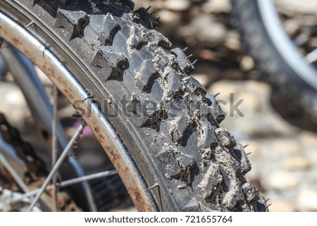 Closeup of bicycle wheel