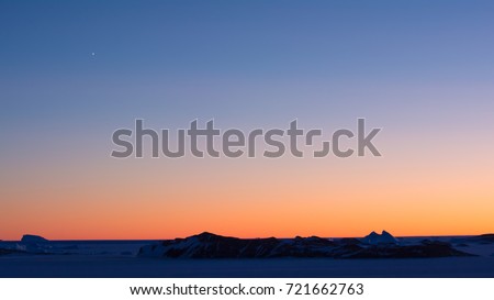 Twilight before morning sunrise at Antarctica. These pictures were taken at Larsemann hills , Antarctica on 06-15-2017.  