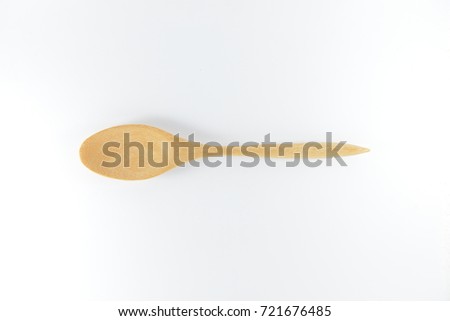 Top view of wood spoon isolated on white background. 