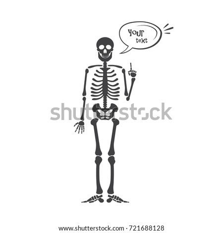 Skeleton human anatomy. Vector halloween black skeleton isolated on white. Skeleton hand sign