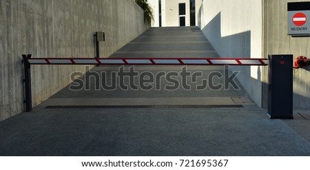 Automatic barrier, entrance to the parking lot
