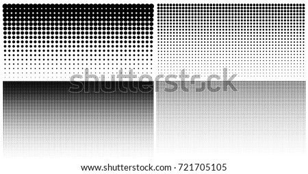 Set of vertical gradient halftone dots backgrounds, horizontal templates using halftone dots pattern. Vector illustration Royalty-Free Stock Photo #721705105