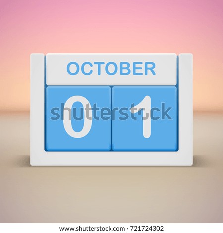 October 1. Daily calendar vector illustration.