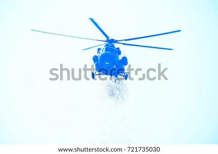 helicopter is flying on white background 