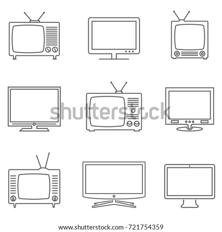 TV icons set. Linear vector icons. TV isolated pictograms. Royalty-Free Stock Photo #721754359