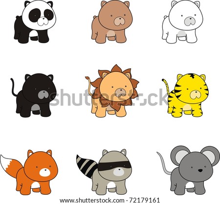 baby animals cartoon set in vector format very easy to edit