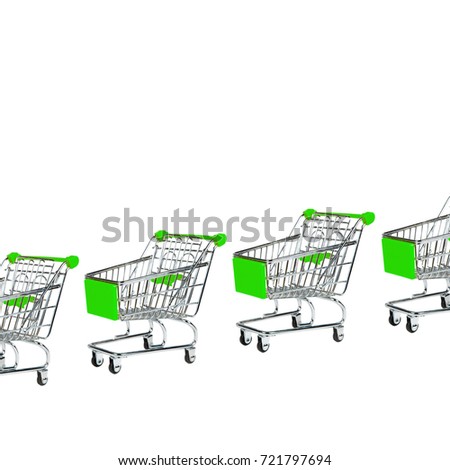 Shopping cart isolated on white background with place for text. Sale concept.