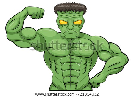 Frankenstein angry cartoon. Vector illustration