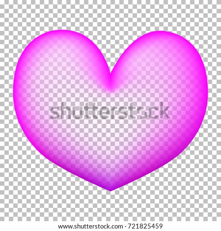 Pink heart on transparent background. Heart air balloon with transparent center. Realistic heart bubble. Bubble gum heart. Pink and violet bubble with text place. 3D airballoon. Love and romantic icon