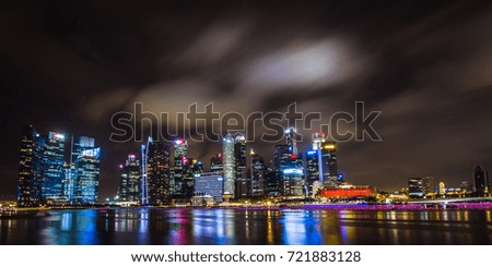 Marina Bay, Singapore - December 28, 2015: View of the business district at night in Singapore.