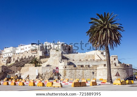 Morocco, Tanger, Medina, Ancient fortress in old town. Royalty-Free Stock Photo #721889395