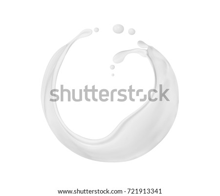 Abstract splashes of milk or cream close-up on white background 
