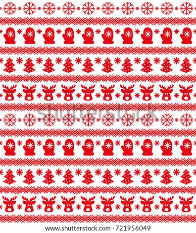 Christmas seamless pattern, card - Scandinavian sweater style. 