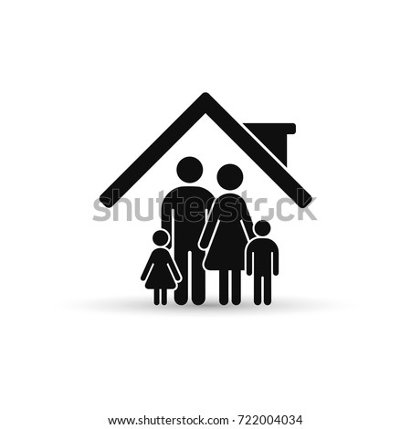 Family at house icon. Vector isolated illustration. Royalty-Free Stock Photo #722004034