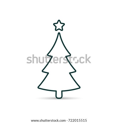 Fir tree outline icon. Spruce vector line symbol.