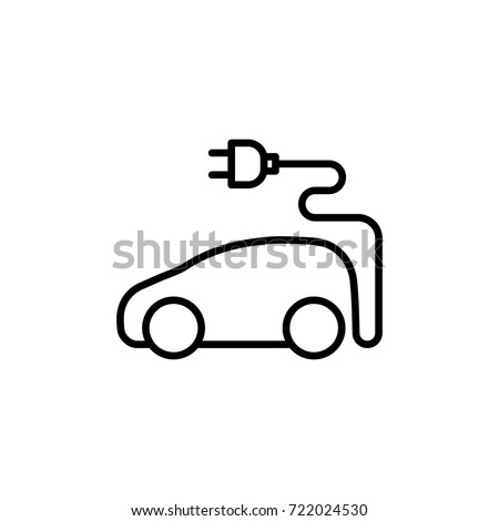 thin line electric car icon on white background Royalty-Free Stock Photo #722024530