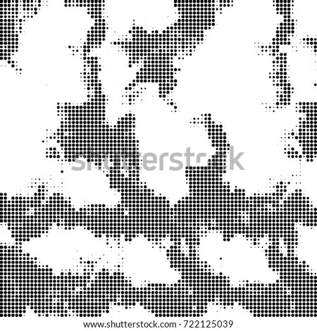Vector halftone black and white. The texture of the spots of ink print and design. Abstract monochrome background