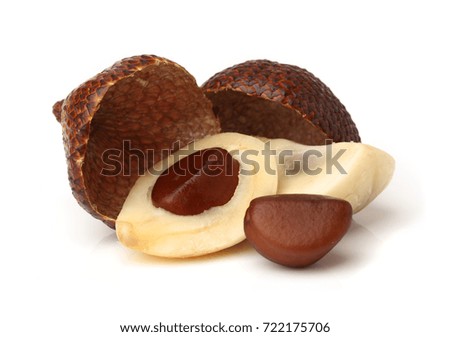 Salak snake fruits isolated on white with clipping path