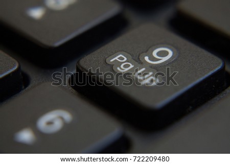 Computer Keyboard Keys. Key 9 nine num pad