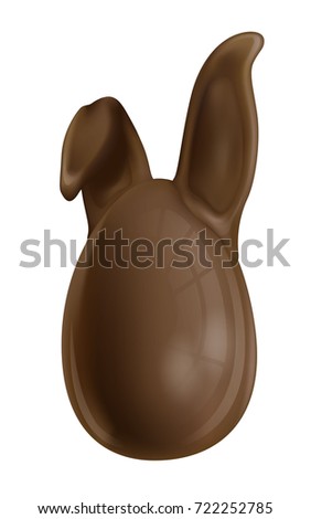Easter Bunny chocolate egg with ears. Vector illustration