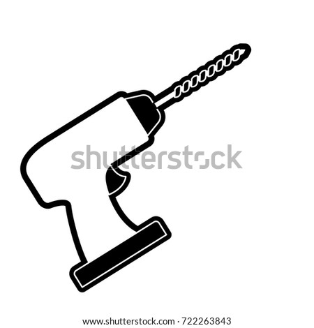 drill tool icon black silhouette vector illustration