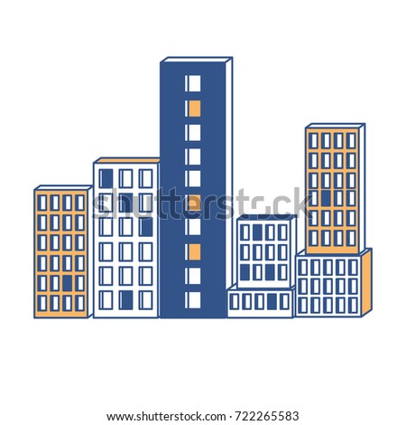building set city in color sections silhouette vector illustration