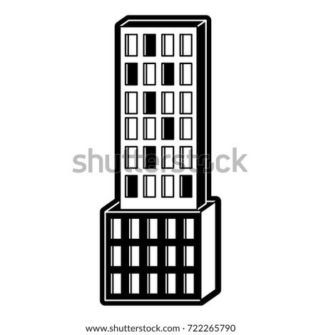 skyscraper building icon black silhouette vector illustration