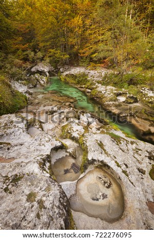 Autumn colours in the beautiful Mostnica Gorge in Slovenia.