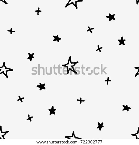 Cute hand drawn stars isolated. Vector illustration. seamless pattern