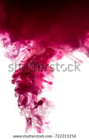 purple ink in water isolated on white background