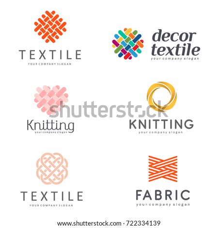 Set of Vector logo design for shop knitting, textile Royalty-Free Stock Photo #722334139
