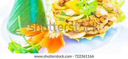 Chicken with cashew nuts, fine dining thai food