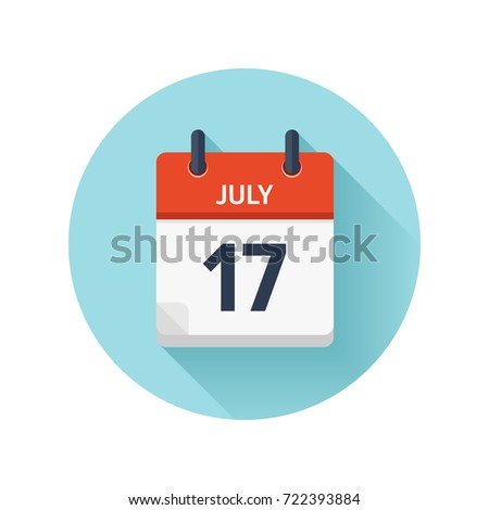 July 17. Vector flat daily calendar icon. Date and time, day, month 2018. Holiday. Season.