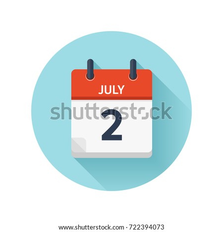 July 2. Vector flat daily calendar icon. Date and time, day, month 2018. Holiday. Season.