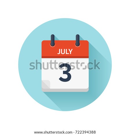 July 3. Vector flat daily calendar icon. Date and time, day, month 2018. Holiday. Season.