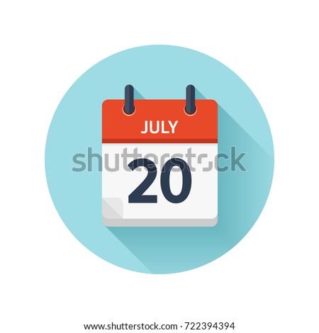 July 20. Vector flat daily calendar icon. Date and time, day, month 2018. Holiday. Season.