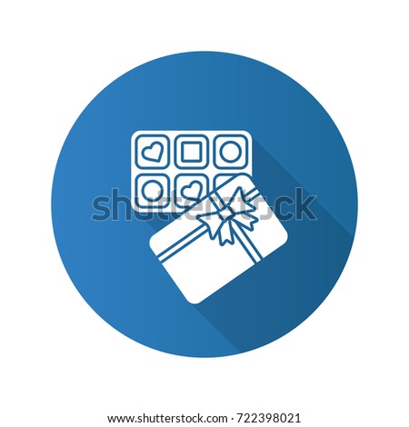Sweets box flat design long shadow glyph icon. Candies. Vector silhouette illustration