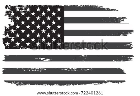 Grunge USA flag.Vintage black and white American flag.Vector.