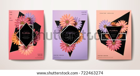 Exquisite chic classic reality floral poster and brochure design, book cover design, fashion poster, wedding card, vector illustration. Royalty-Free Stock Photo #722463274