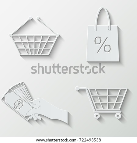Shopping icons - paper  set Royalty-Free Stock Photo #722493538