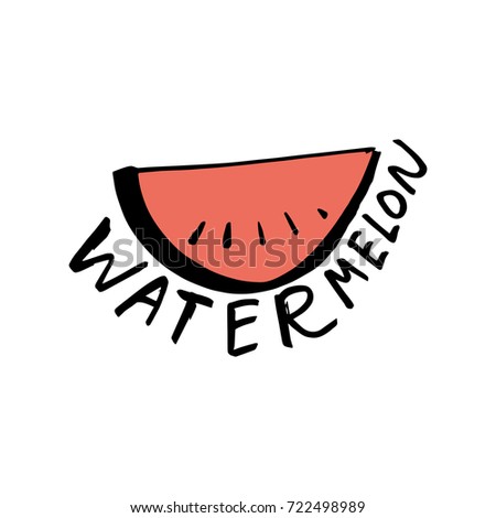 Vector hand drawn watermelon. Print, sticker, element for design.