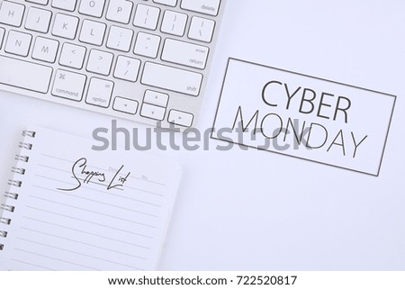 Cyber Monday online shopping concept. Top view or flat lay.