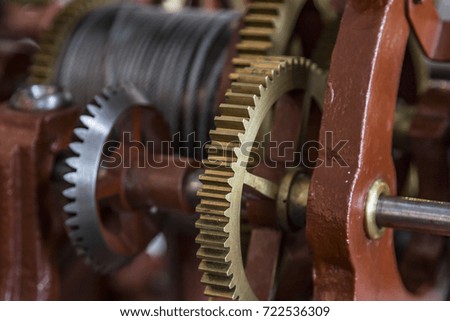 Close up view of engine gears wheels