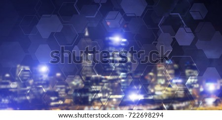 Conceptual background image with night city scape and modern connections concept