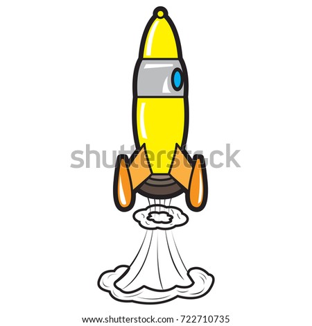 Isolated rocket toy on a white background, Vector illustration