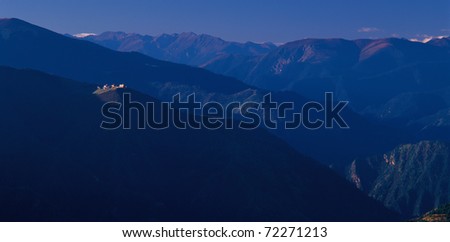Monastery on the top, view in Tibet
